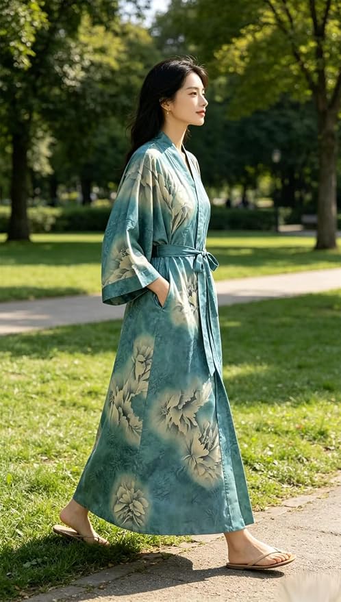 Pocket Cherry Blossoms - Blue Green