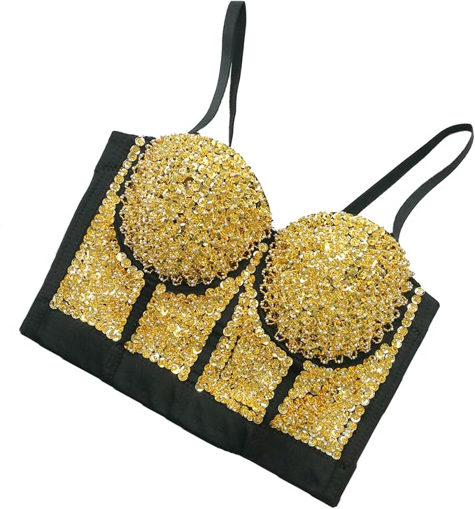 Sequin Bustier Crop Top Gold