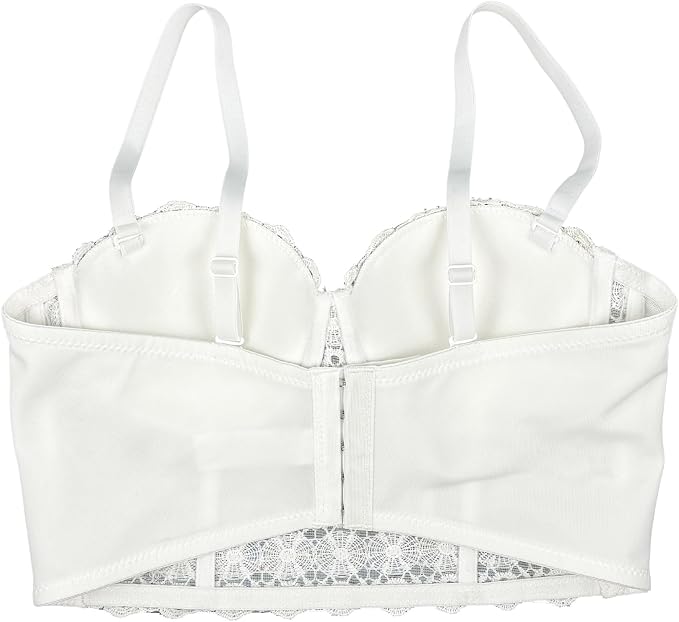 Lace Mesh Rhinestone Bustier White