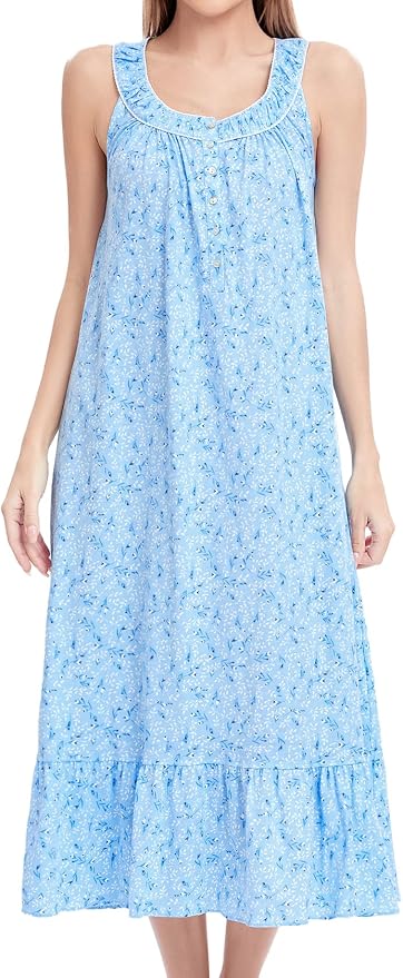 100% Cotton Blue and White Flower
