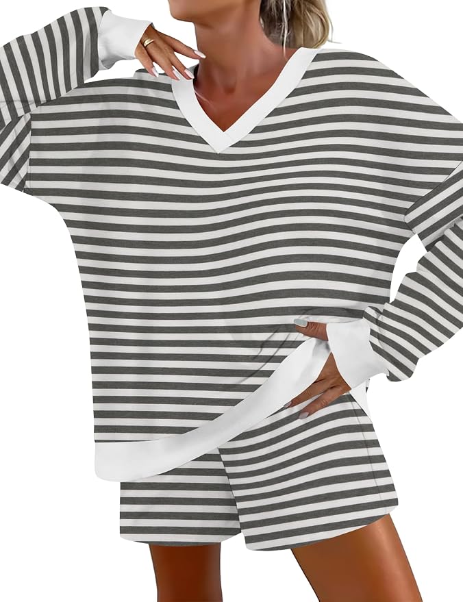 Gray White Wide Stripes