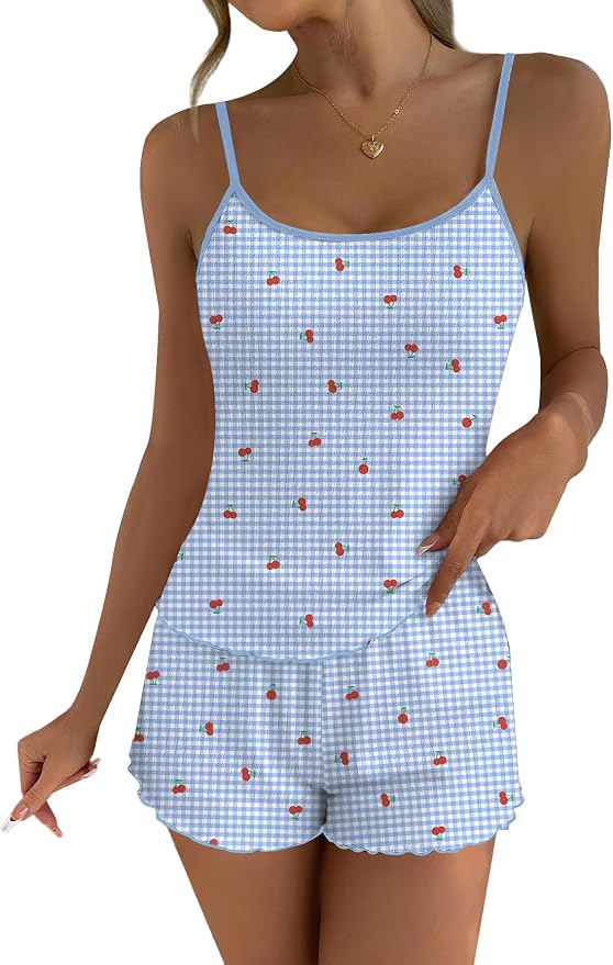 Blue Gingham Cherry