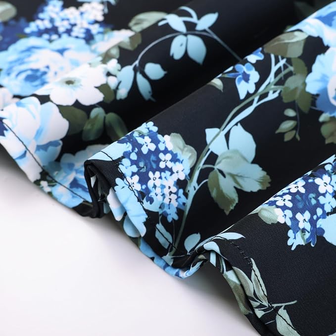 Black Blue-rose Floral