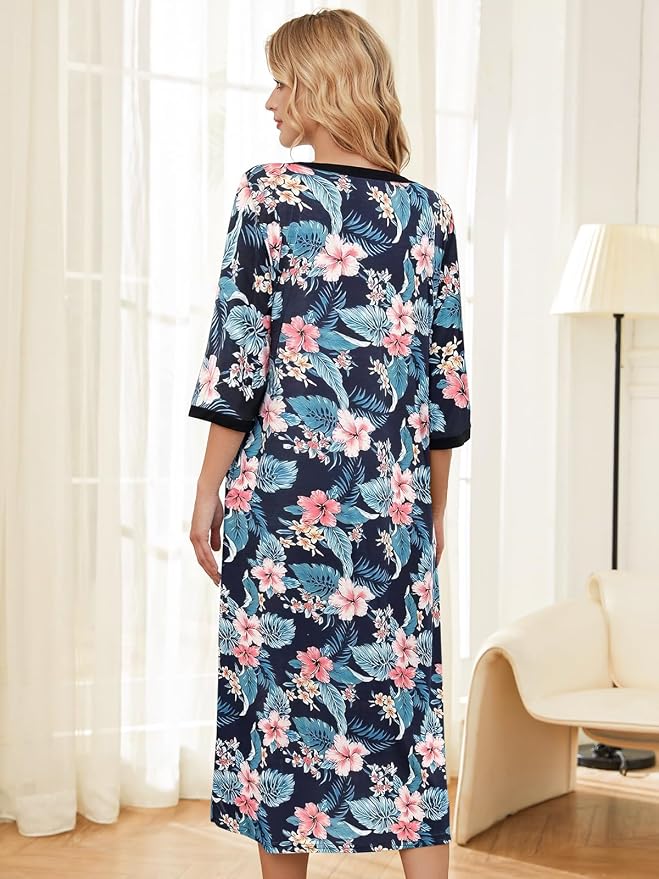 Navy Blue Pink Flower