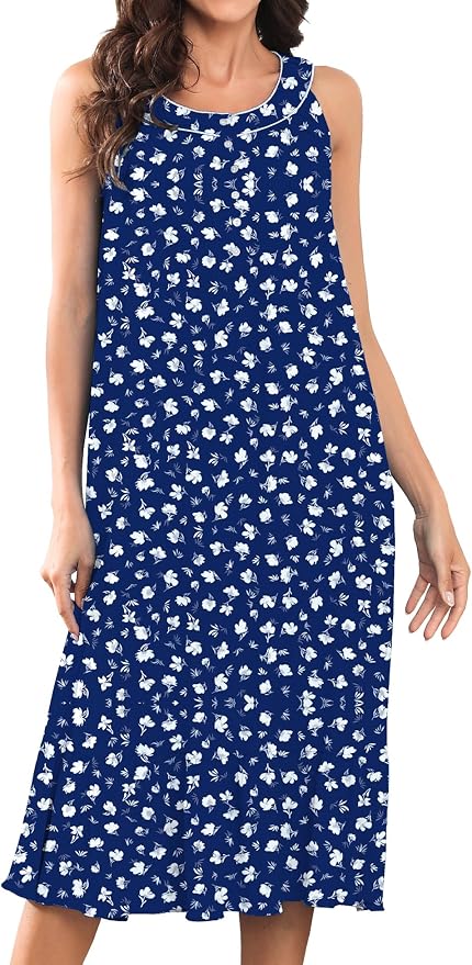 100% Cotton Blue Background White Flowers