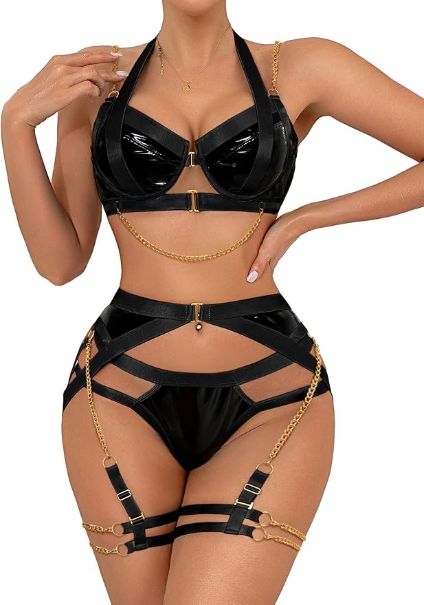 Pu Strappy Chain Black