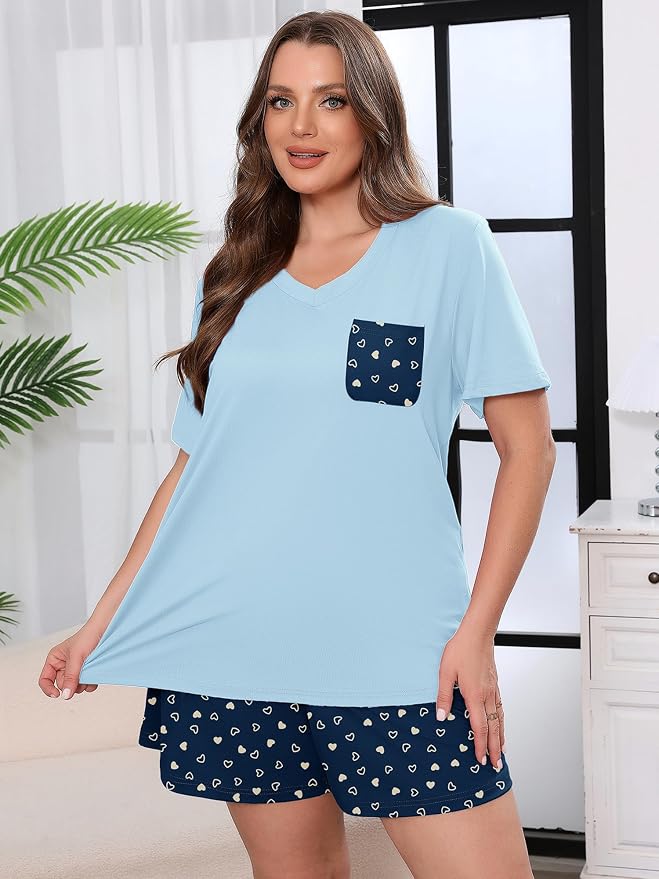 Navy Blue Heart Print