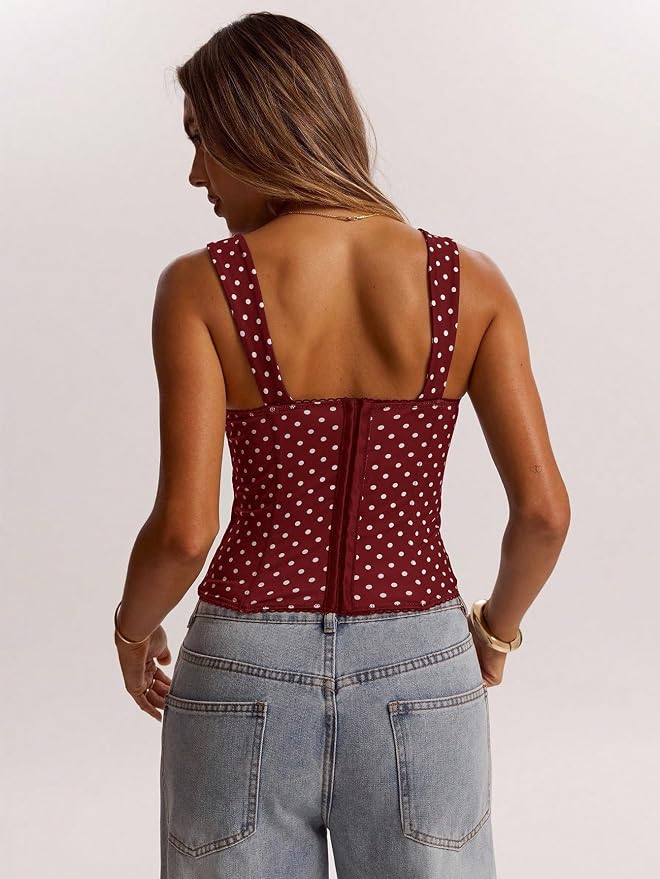 Burgundy Polka Dots Print