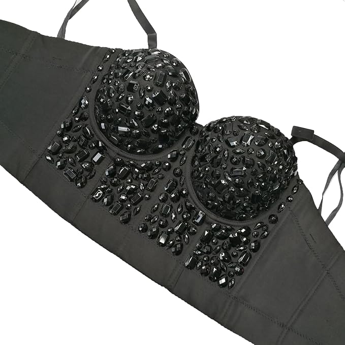Rhinestone Corset Bustier Black