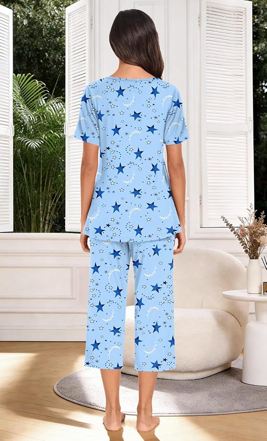 Pleated Blue Starry Moon