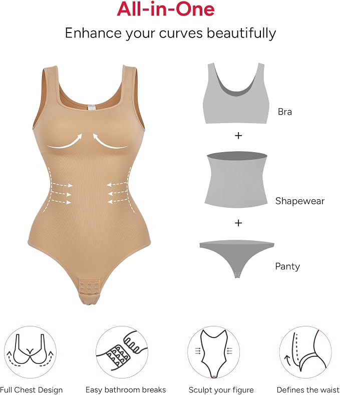 Beige Thong Bodysuit