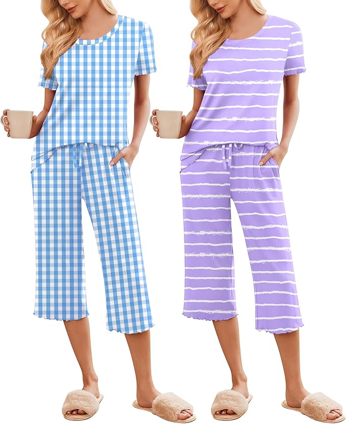 Blue Plaid/Purple Stripe