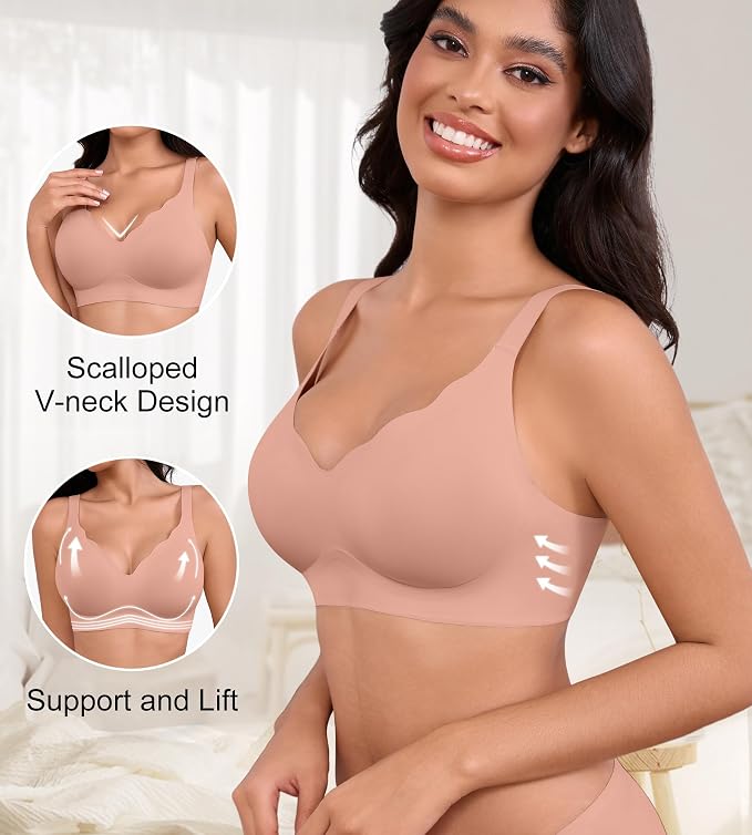 Brown,pink,beige-scalloped 3pack