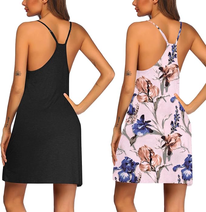 2 Pack-black & Pink Floral Print