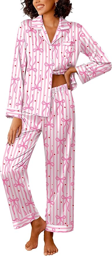 Pink White Stripe With Bow