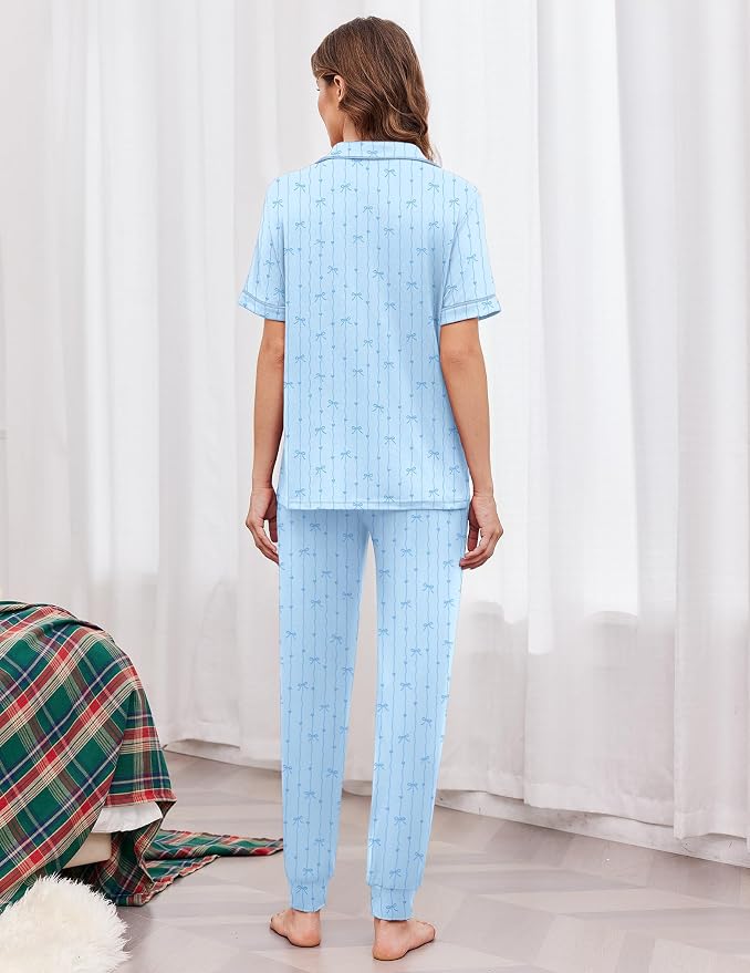 Blue Stripe Bow