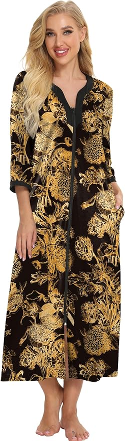Bronze Gold Florals on Black-long
