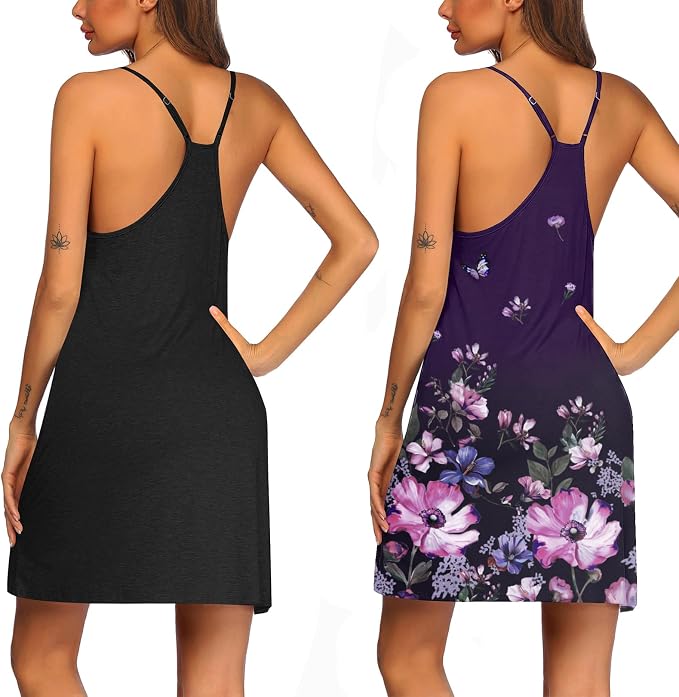 2 Pack Black & Purple Floral