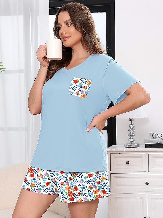 Orange Blue Floral Bloom
