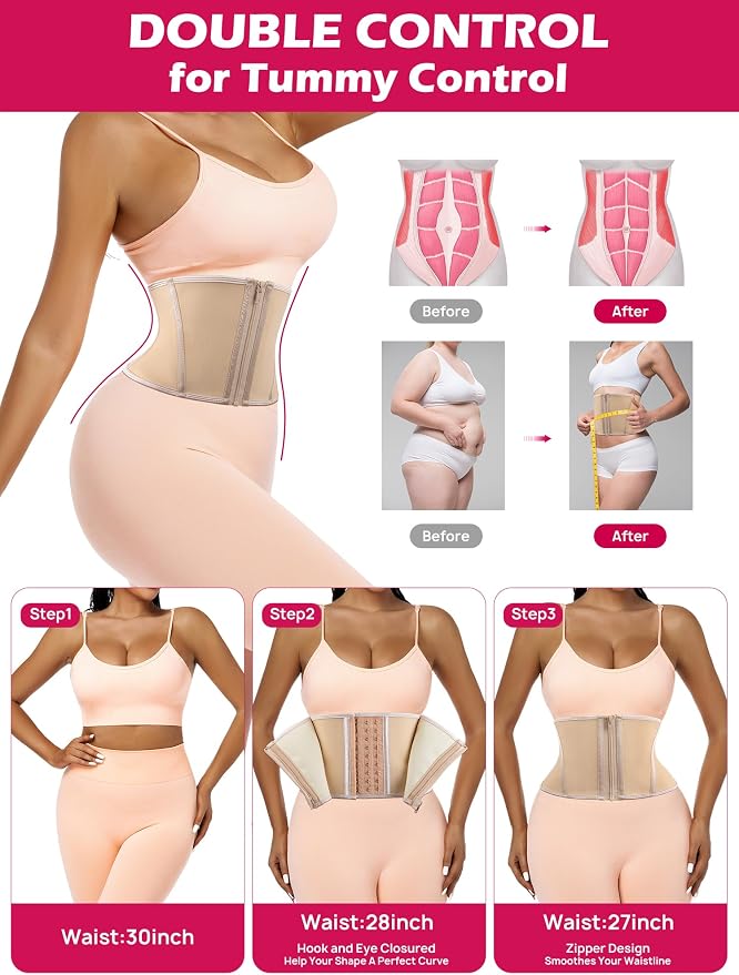 Beige (7'' Short Torso, 9 Steel Bones, Zipper)