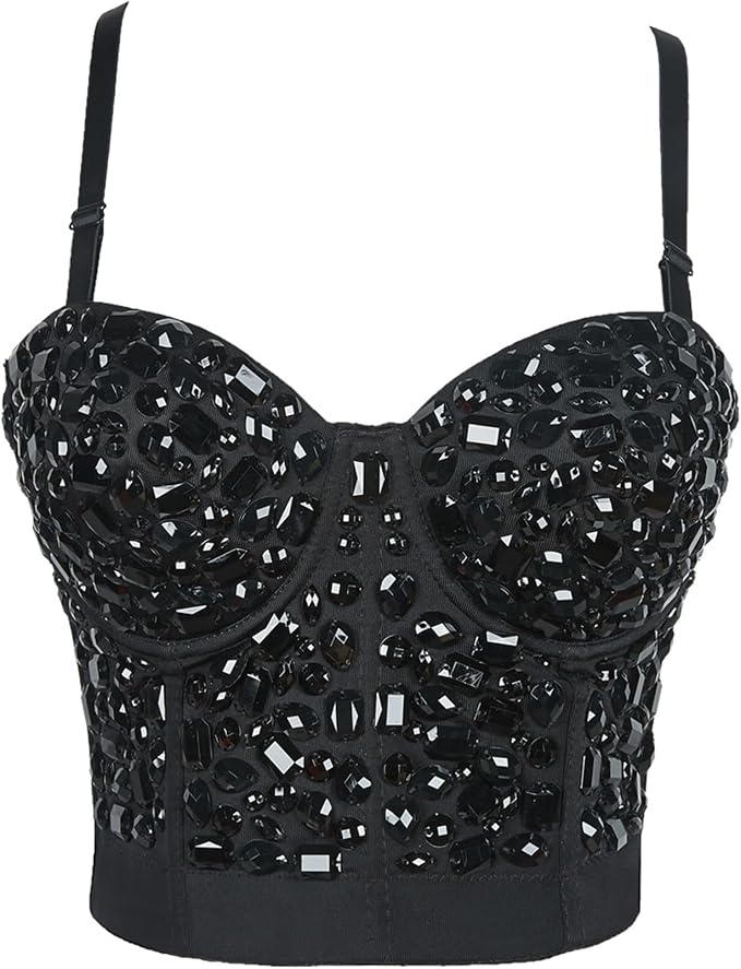 Rhinestone Corset Bustier Black