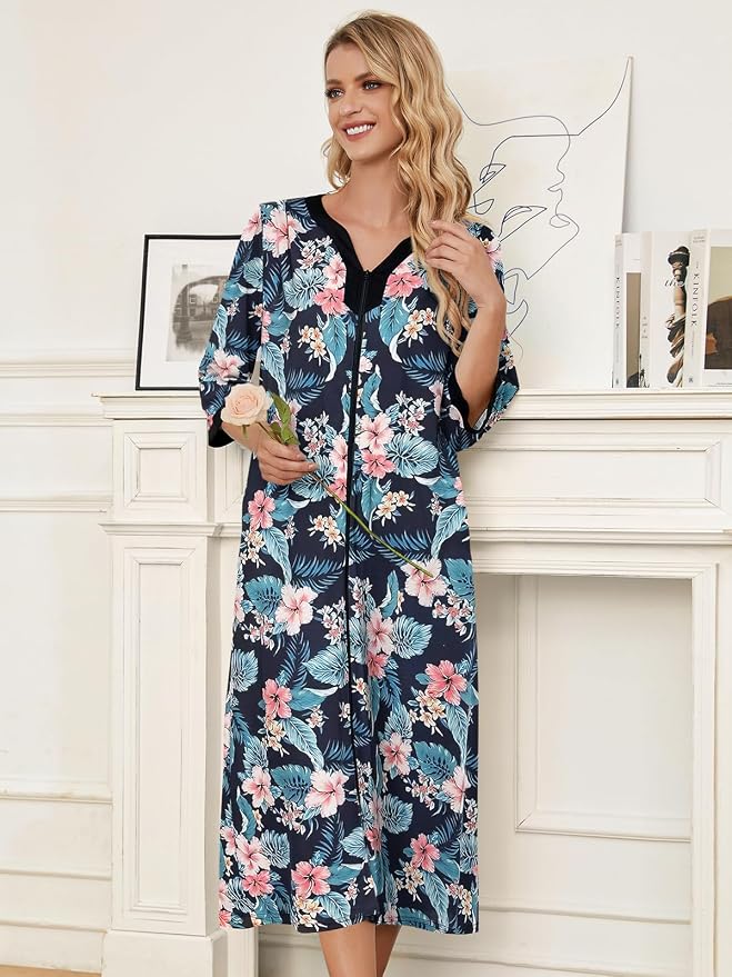 Navy Blue Pink Flower
