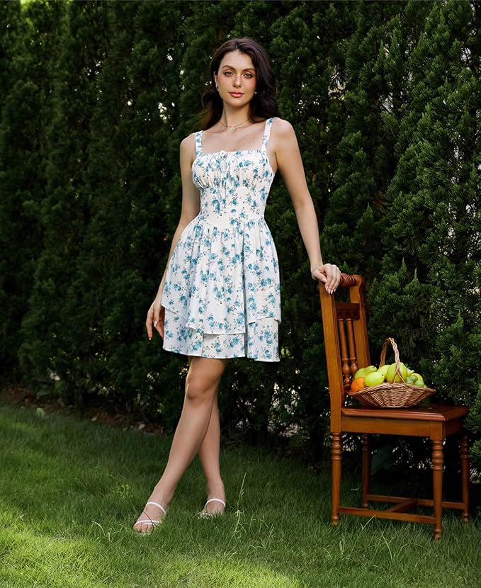 White Blue Floral