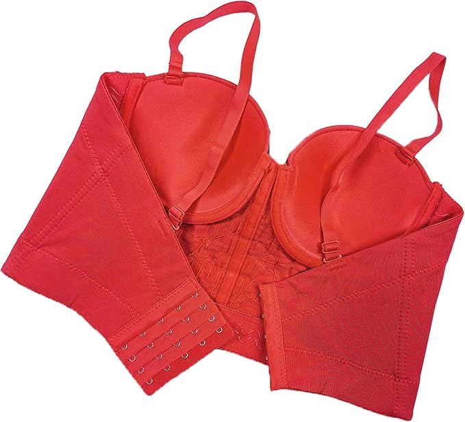 Rhinestone Corset Bustier Red