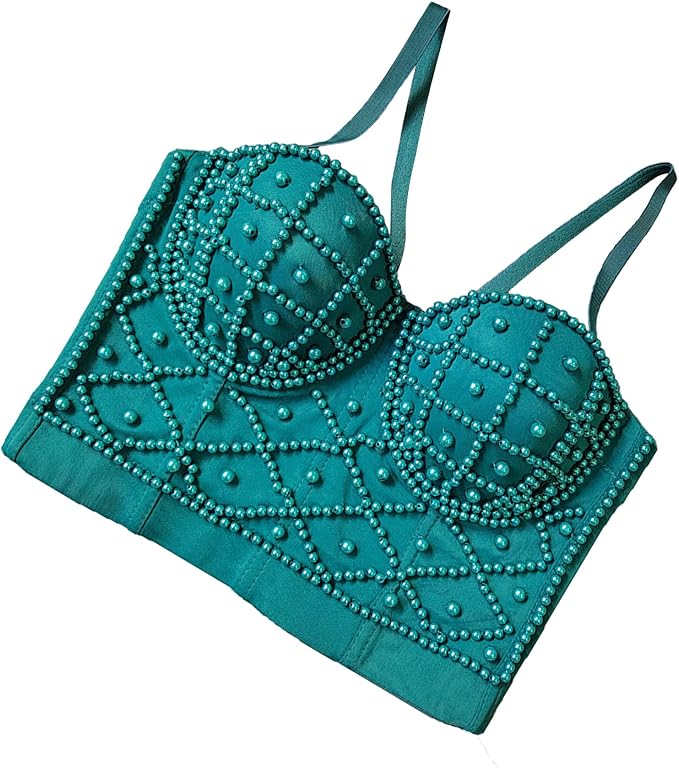 Pearls Beaded Bustier Corset Green