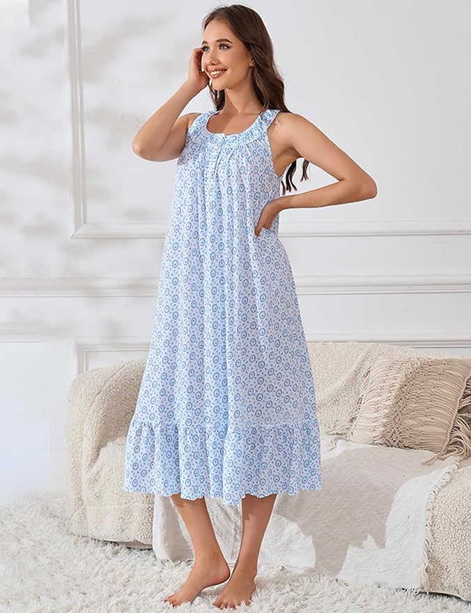 100% Cotton White Background, Blue Size Dots