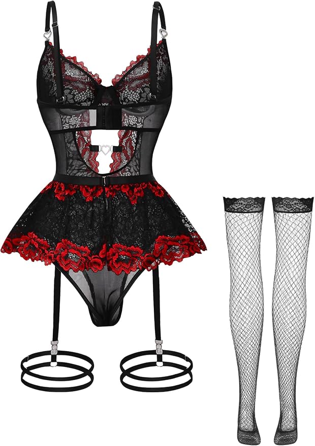 Floral Black Red