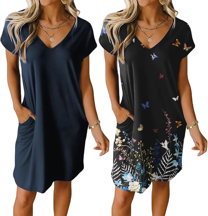 Navy Blue+butterfly Print