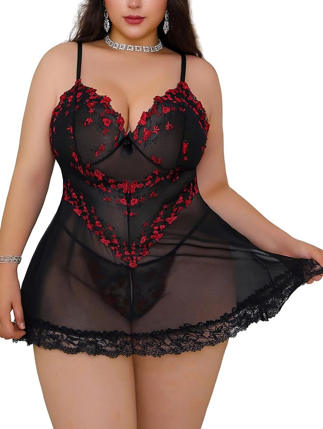 Black Red Embroidery