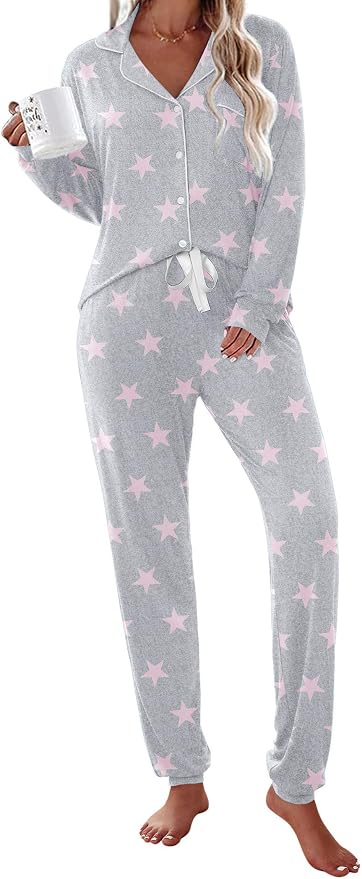 Light Gray With Pink Stars