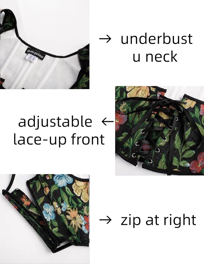 Black Green Floral