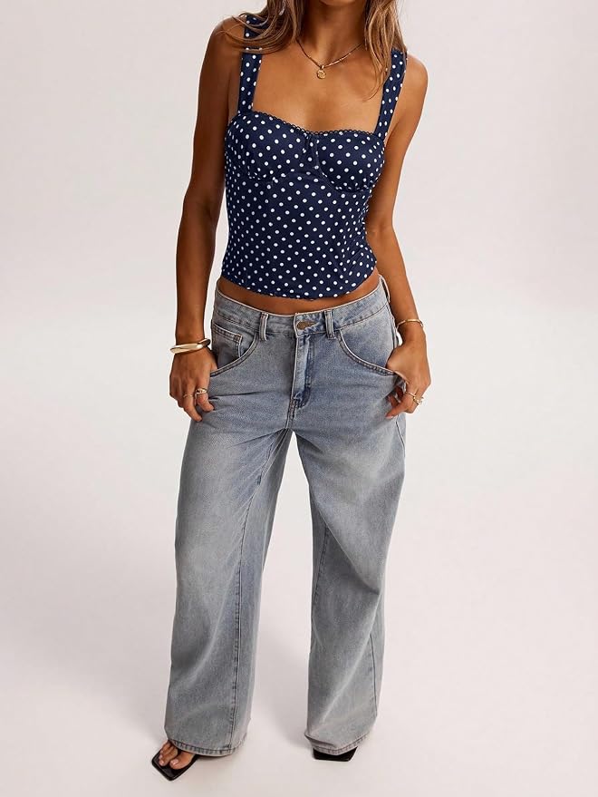 Dark Blue Polka Dots Print