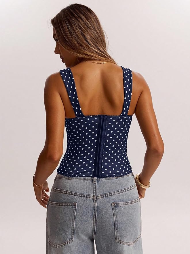 Dark Blue Polka Dots Print