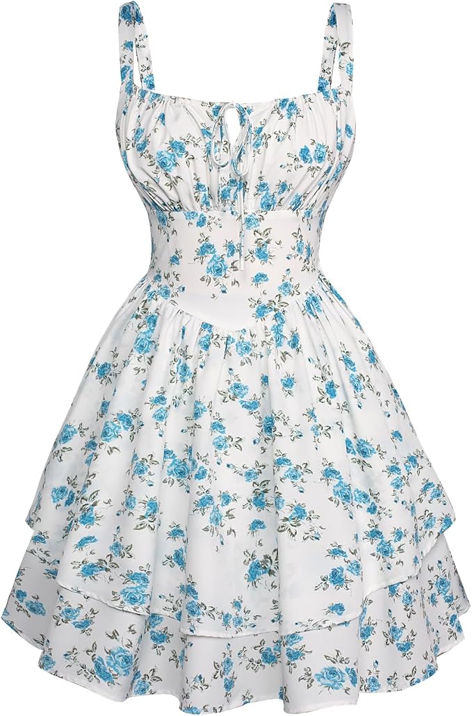 White Blue Floral