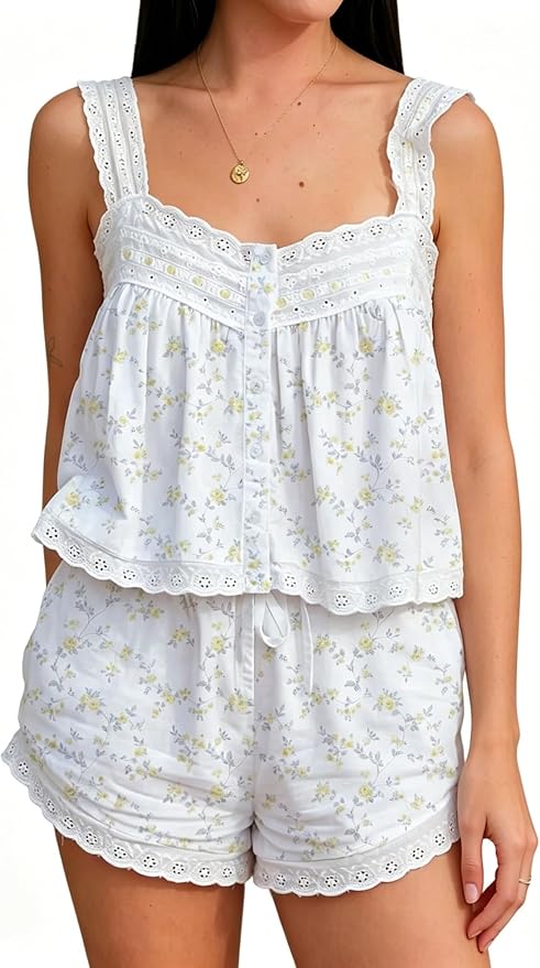 Eyelet Yellow Floral
