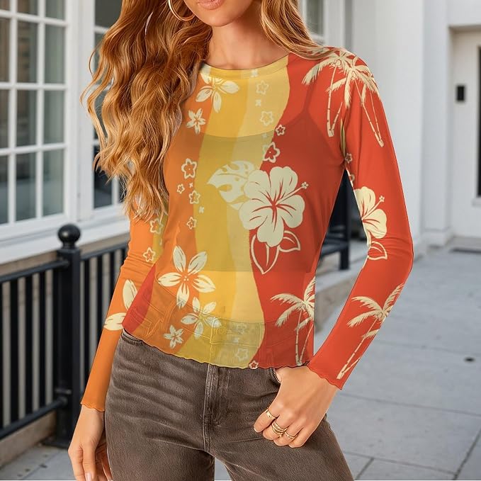 Orange White Floral