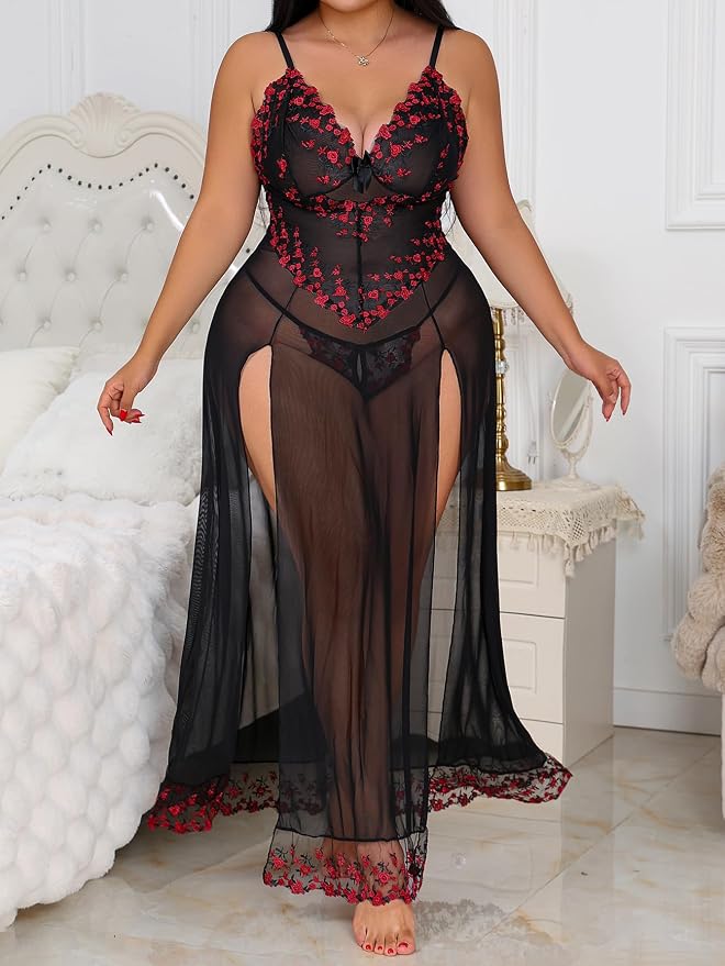 Black Red Embroidery