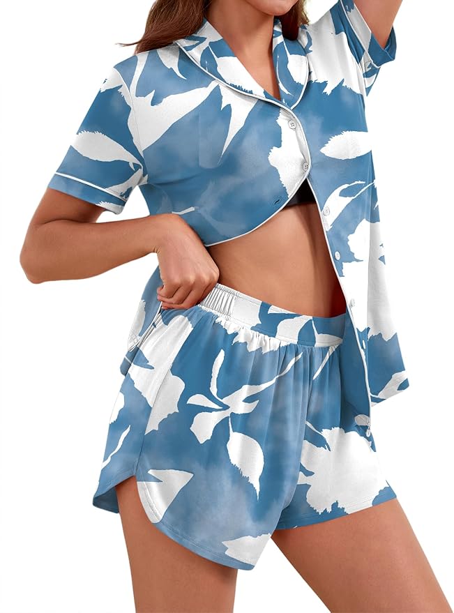 Blue White Flower Print