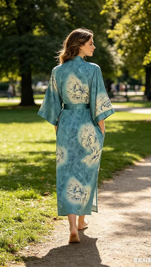 Pocket Cherry Blossoms - Blue Green