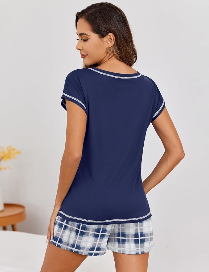 Navy Blue and White Plaid