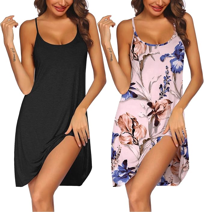 2 Pack-black & Pink Floral Print