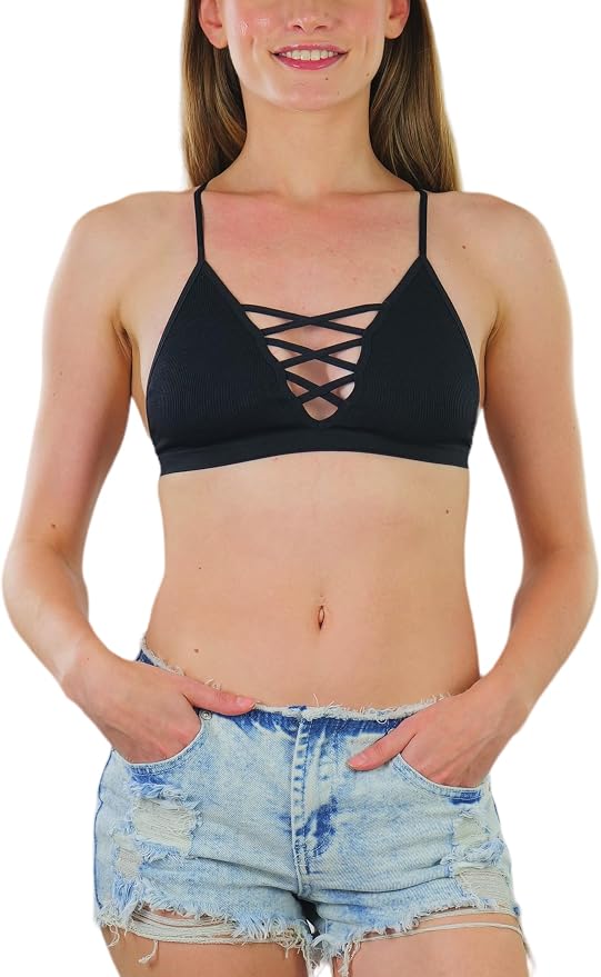 Deep V Cage Strappy - Black