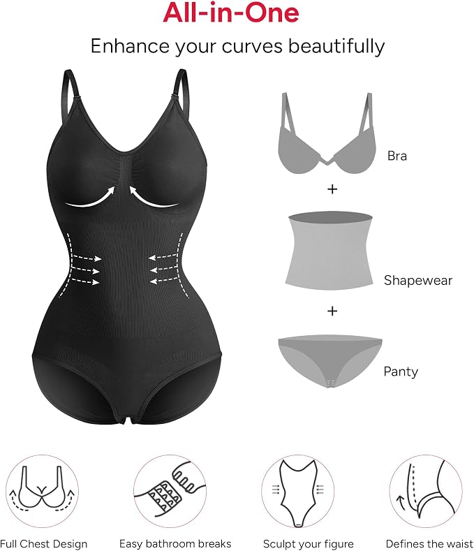 Black V Neck Bodysuit