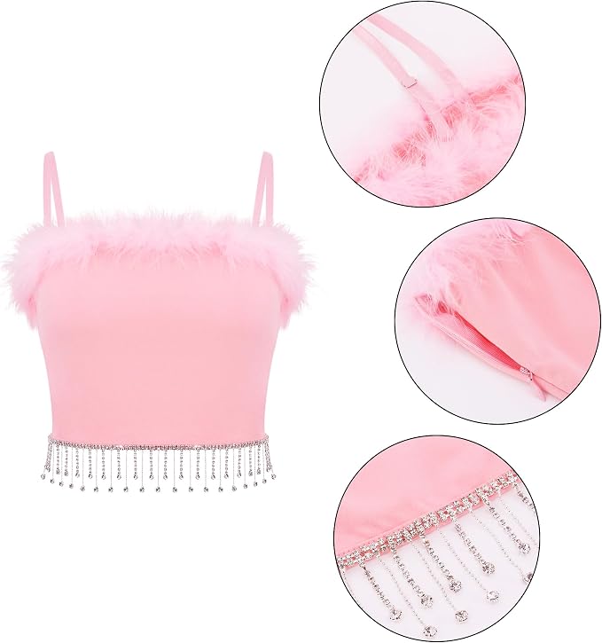 Rhinestone Tassel Pink