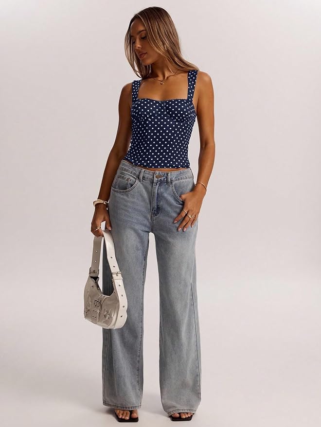 Dark Blue Polka Dots Print