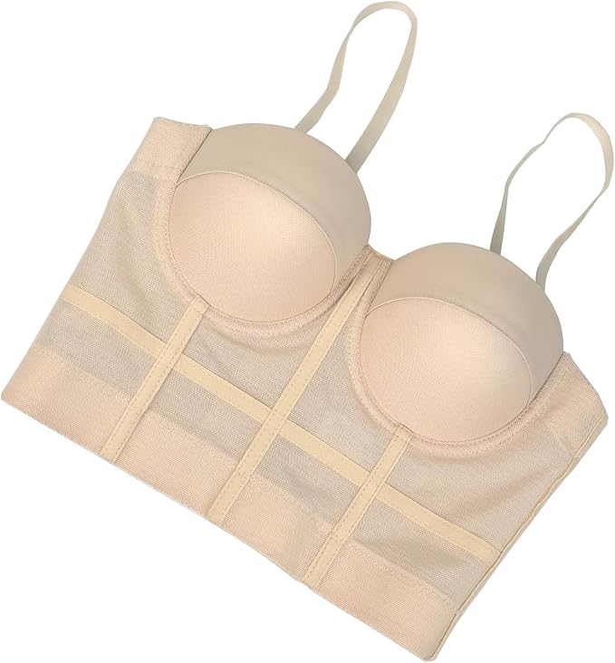 Mesh Breath Crop Top Beige